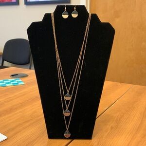 Paparazzi Gold and Black Layered Necklace Set with Earrings